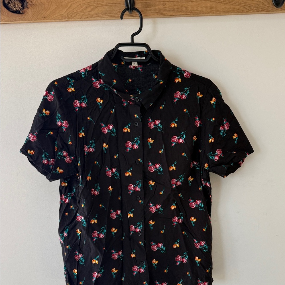 Vans Black Floral Men's Button Down Shirt